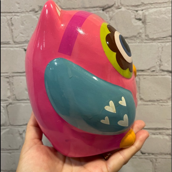 KIDS OWL CERAMIC PIGGY BANK PINK GIRLS BOYS 6.5’x5’x4’inch - Picture 13 of 17